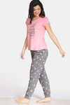 Zivame Pretty Pigs Cotton Pyjama Set - Wild Dove — thumbnail 2